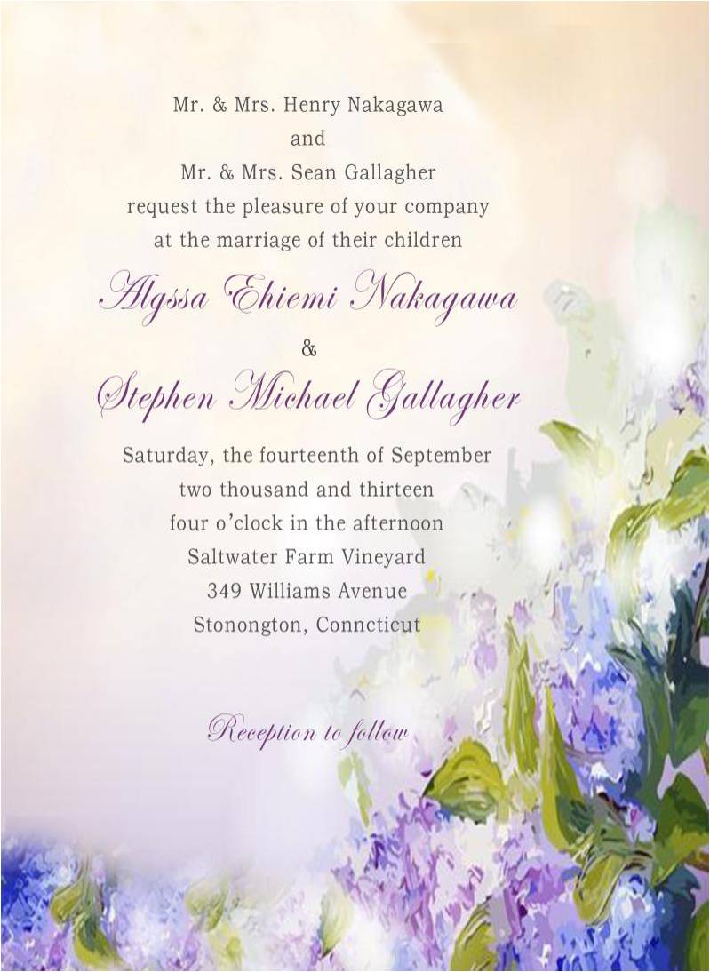 Romantic Watercolor Lavender Fall Wedding Invitation Card HPI278