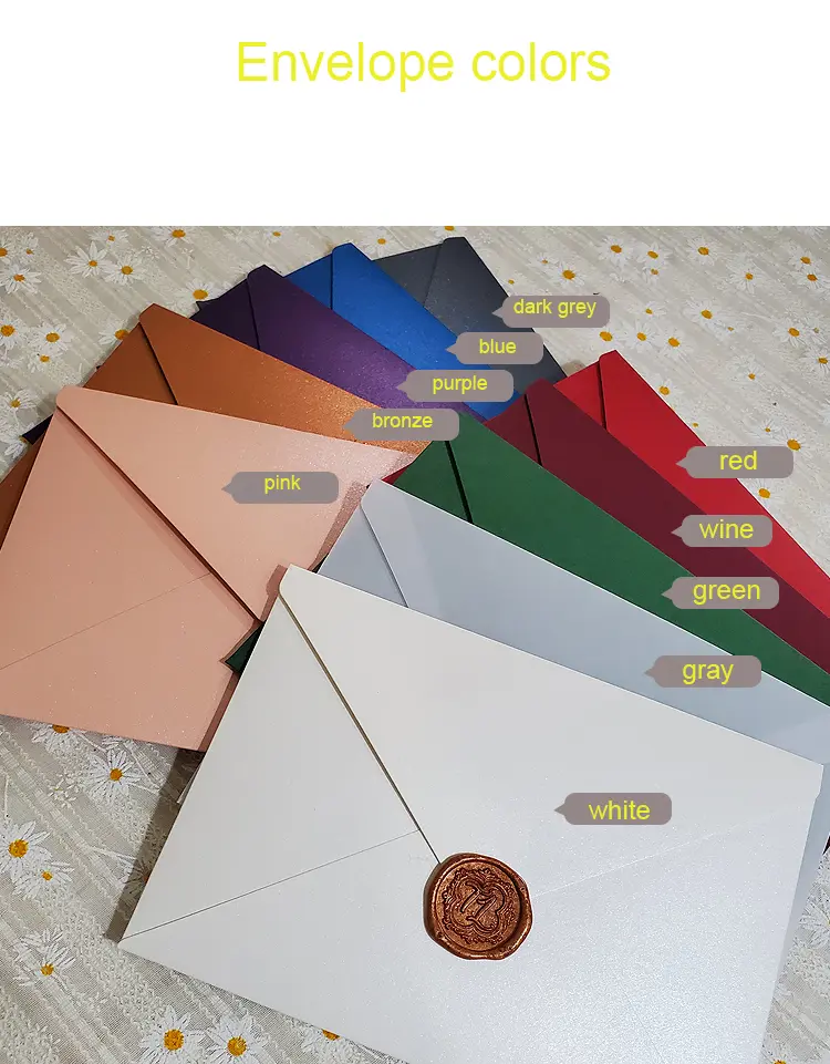 envelope of Clear Acrylic Wedding Invitations with Gold Foliage