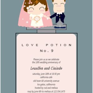 10th wedding anniversary invitation cartoon couple love potion no 9 cute romantic fun invite
