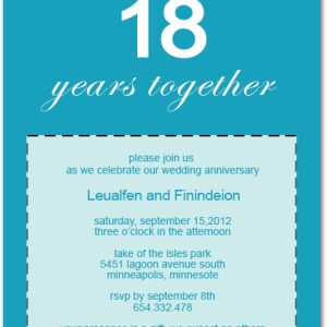 18th wedding anniversary invitation teal minimalist years together modern typography elegant invite