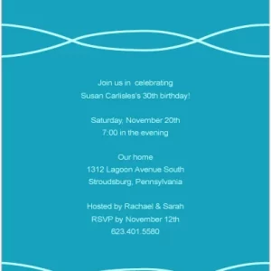30th birthday bash invitation modern teal wave design elegant minimalist party invite