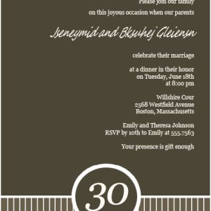 30th wedding anniversary invitation brown minimalist design circle number elegant formal invite