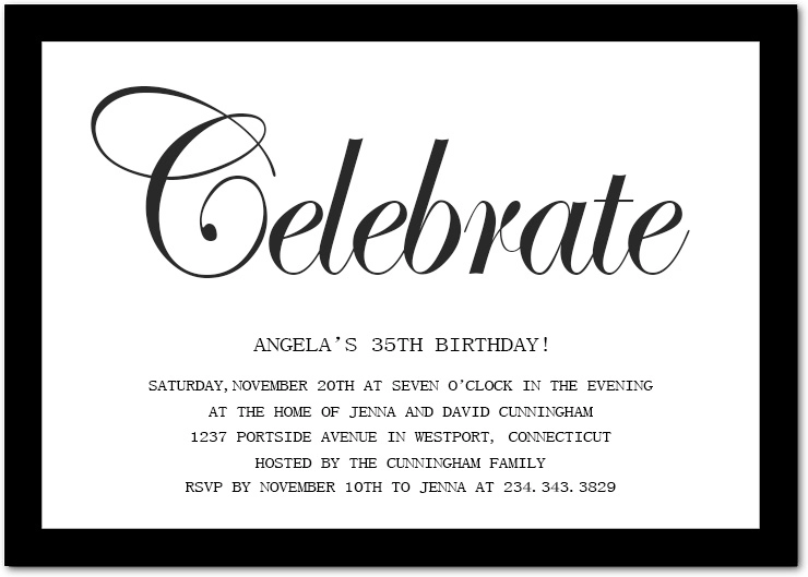 35th birthday invitation elegant black and white script celebrate minimalist classic typography milestone party invite