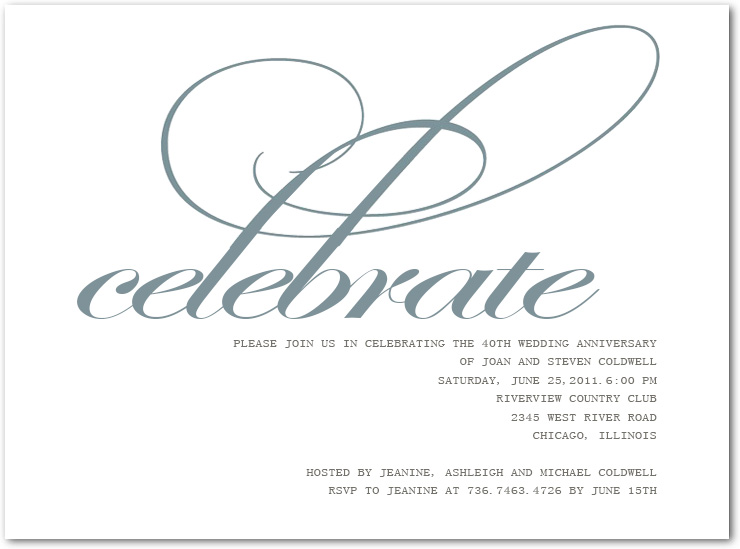 40th anniversary invitation minimalist elegant script gray modern classic wedding anniversary invite