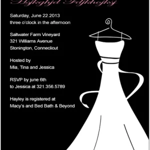 Elegant flat bridal shower invitation HPB124 showcasing a fashionable and feminine celebration layout with custom script text