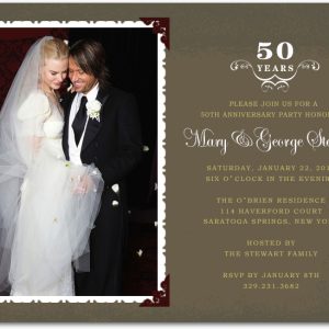 50th Anniversary Photo Invitation – Elegant Golden Wedding Party Invite