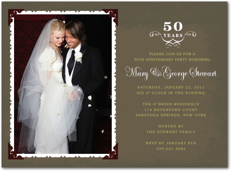 50th Anniversary Photo Invitation – Elegant Golden Wedding Party Invite