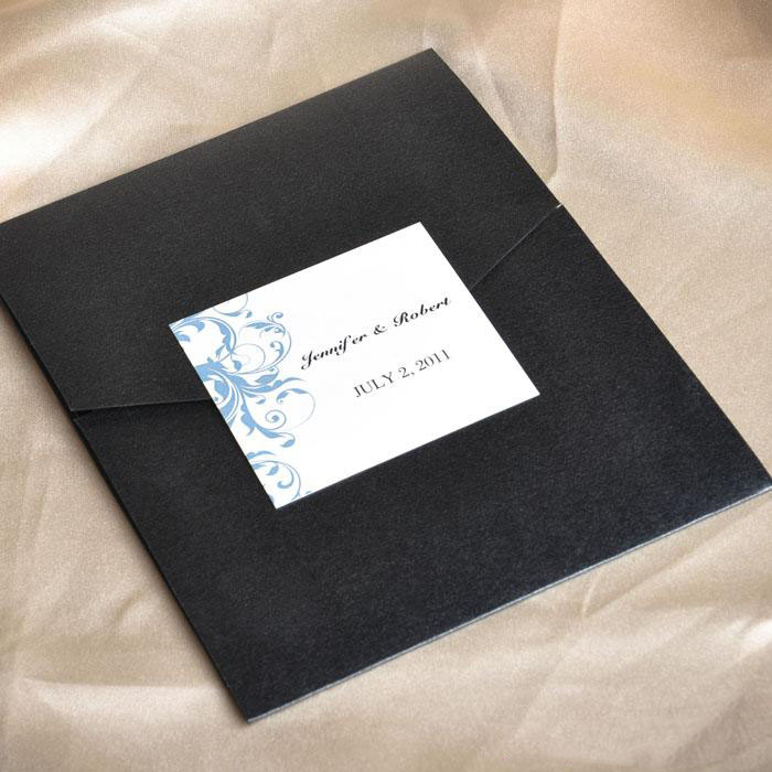 black pockets with sealing for wedding invitation