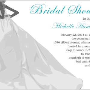 Elegant bridal shower invitation featuring a minimalist wedding dress silhouette hanging on a hanger, soft neutral background, and refined typography for a chic and modern bridal celebration
