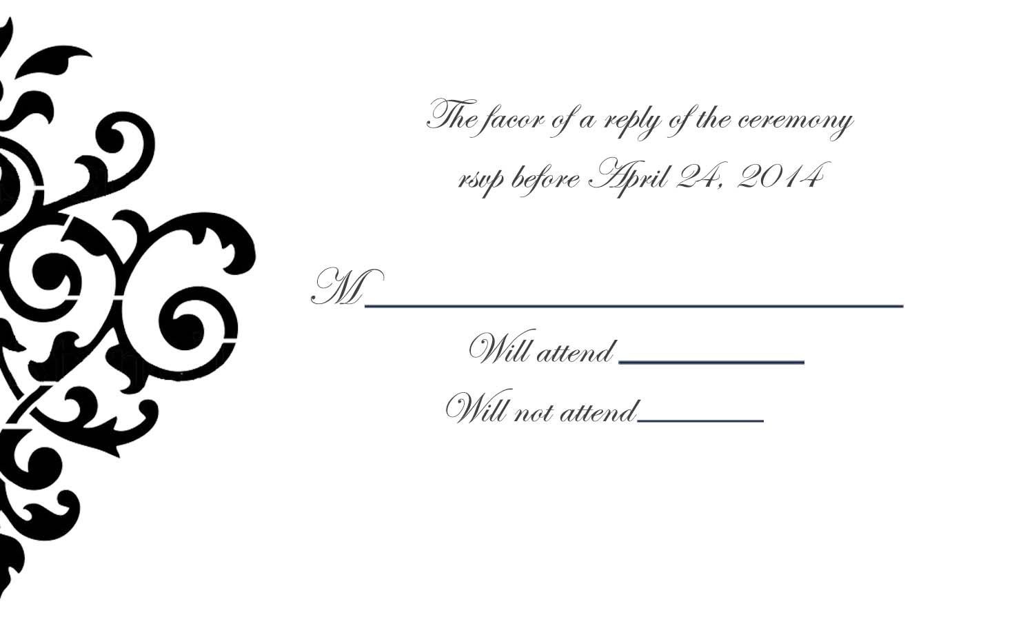 black and white swirl patterned response card