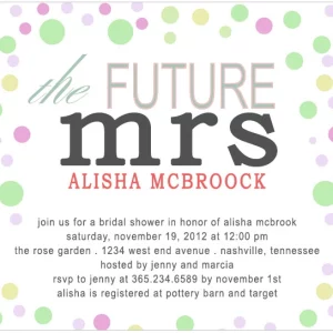 Elegant horizontal flat bridal shower invitation HPB128 showcasing a stylish The Future Mrs title layout alongside custom event blocks