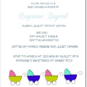 baby carriage baby shower invitation colorful stroller illustration modern cute gender neutral baby shower invite