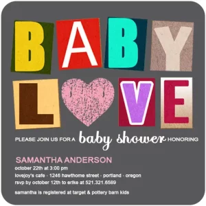 modern baby shower invitation baby love typography colorful letters creative bold baby shower invite