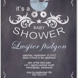 chalkboard baby shower invitation vintage pram elegant blackboard style classic baby shower invite