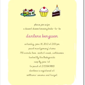 Imaginative portrait flat bridal shower invitation HPB142 showcasing a whimsical sweet treats dessert graphic next to customized text layout