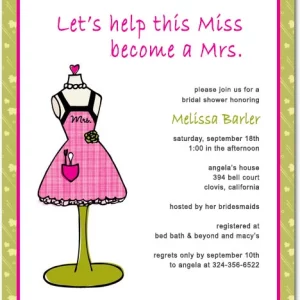 Delightful portrait flat bridal shower invitation HPB139 showcasing a playful stylized kitchen apron graphic alongside custom layout details