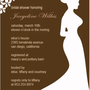 Elegant portrait flat bridal shower invitation HPB135 showcasing a chic modern mermaid wedding dress silhouette graphic alongside custom text
