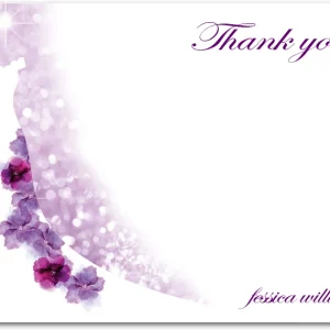 Elegant thank you card matching bridal shower invitation with floral gown