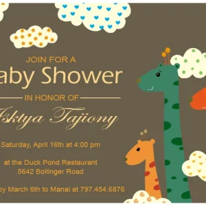 giraffe baby shower invitation safari animals cute baby shower invite gender neutral jungle theme