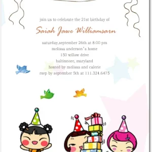 kids birthday invitation cute cartoon balloons party banner colorful children illustration birthday invite