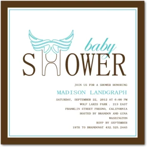 modern minimalist baby shower invitation typography teal brown elegant simple baby shower invite clean design
