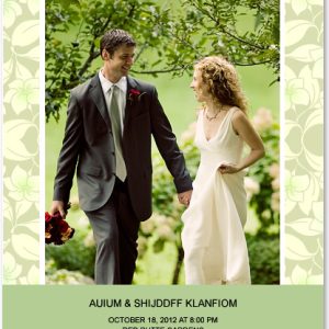 photo wedding anniversary invitation green floral border elegant couple portrait nature inspired design