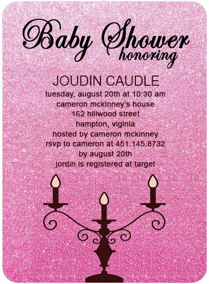 pink glitter baby shower invitation elegant chandelier design feminine glamorous baby shower invite