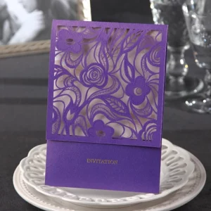 High-end luxury pocket wedding invitation folder HPI262 showing a customized premium script inner card alongside matching RSVP response inserts