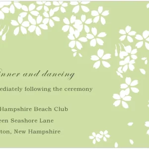 sage green wedding reception card white floral design beach elegant dinner dancing romantic wedding stationery