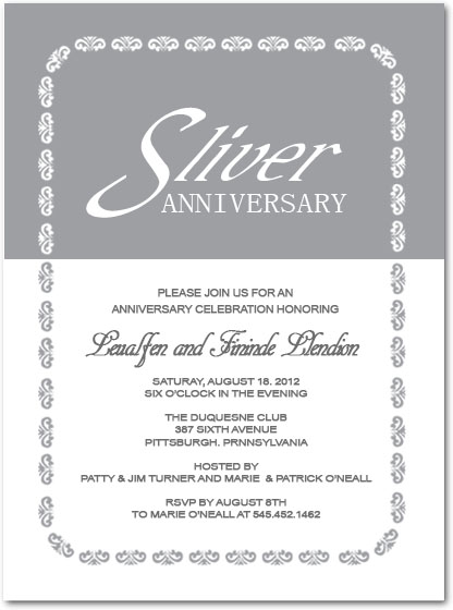 silver wedding anniversary invitation elegant frame design 25th anniversary classic typography formal invite
