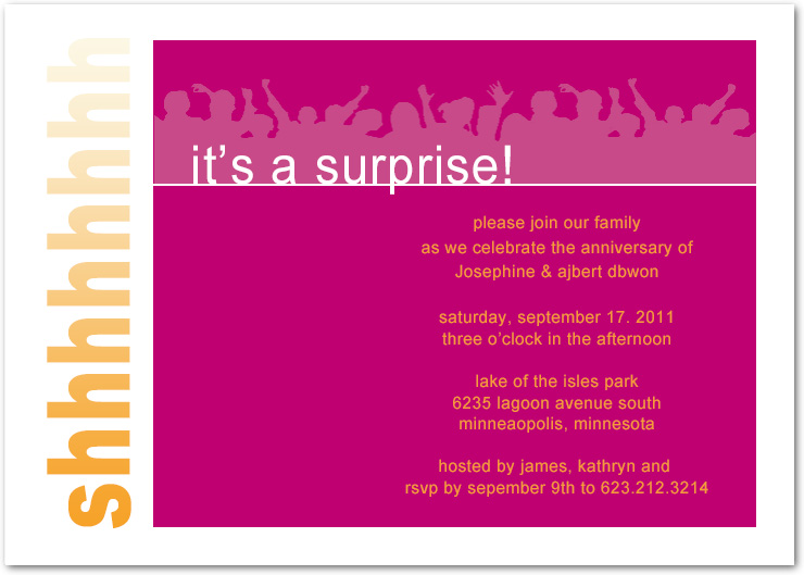 surprise anniversary invitation bold pink party design modern typography celebration invite