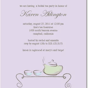 Elegant portrait flat bridal shower invitation HPB138 showcasing a charming traditional tea ceremony graphic layout next to custom event text