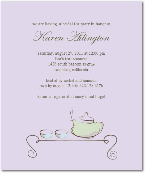 Elegant portrait flat bridal shower invitation HPB138 showcasing a charming traditional tea ceremony graphic layout next to custom event text