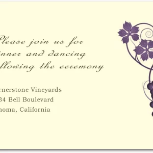 vineyard wedding reception card purple grapevine elegant wine themed dinner dancing insert winery wedding stationery