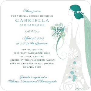 Enchanting square flat bridal shower invitation HPB144 showcasing a whimsical dreamful princess royal crown theme alongside personalized text layout