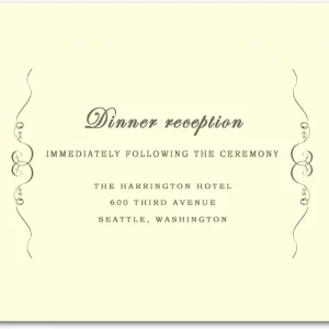 wedding reception card elegant classic script dinner reception formal minimalist insert wedding stationery