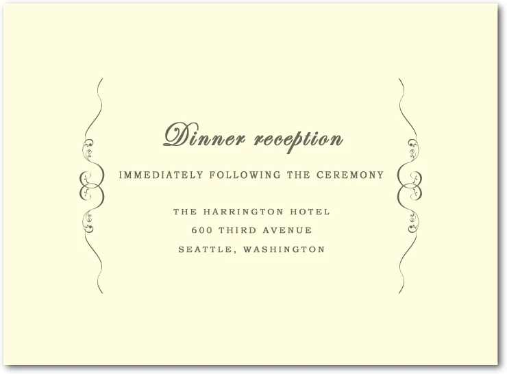 wedding reception card elegant classic script dinner reception formal minimalist insert wedding stationery