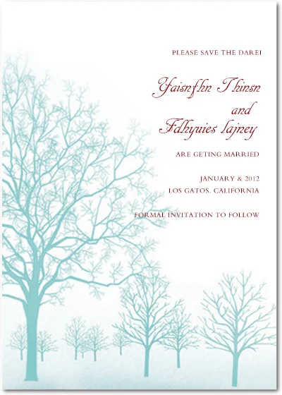 mint green tree save the date card minimalist winter forest elegant wedding announcement soft nature design