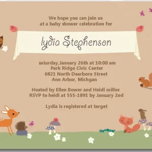 woodland baby shower invitation forest animals deer fox owl cute gender neutral baby shower invite rustic nature theme