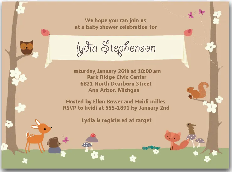 woodland baby shower invitation forest animals deer fox owl cute gender neutral baby shower invite rustic nature theme