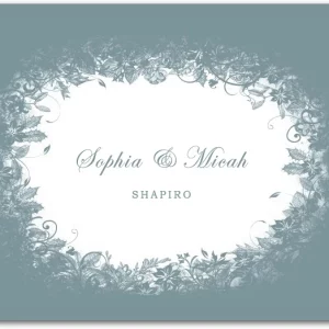 A soft and elegant botanical thank you card with a vintage wreath design—perfect for rustic and romantic weddings