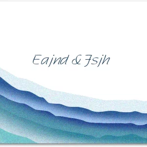 abstract coastal thank you card blue wave design minimalist modern beach wedding stationery