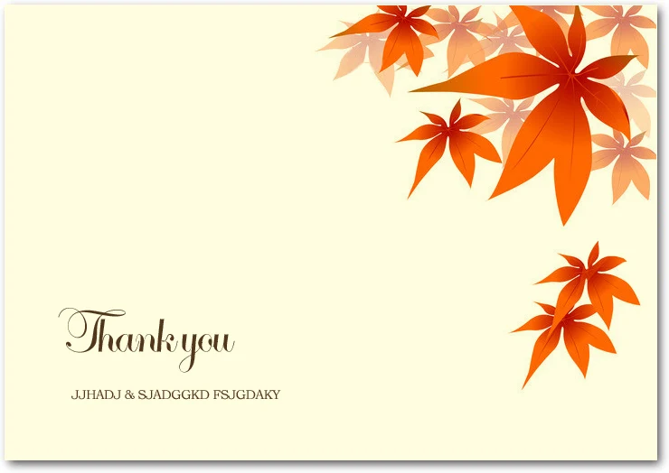 autumn maple leaf thank you card fall wedding orange leaves elegant seasonal wedding stationery