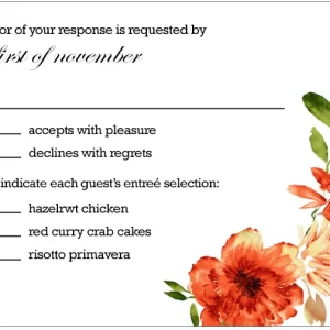 autumn floral wedding rsvp card orange watercolor flowers rustic elegant fall wedding response card boho floral stationery