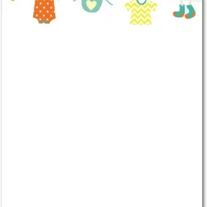 baby clothes thank you card cute baby shower illustration hanging clothes onesie socks bird pastel design