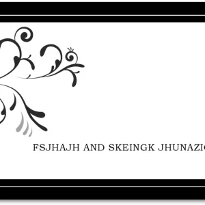 black and white floral thank you card elegant swirl design classic wedding stationery minimalist border