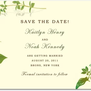 botanical greenery save the date card elegant garden wedding announcement soft green leaves natural design minimal floral