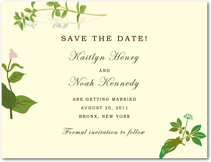 botanical greenery save the date card elegant garden wedding announcement soft green leaves natural design minimal floral