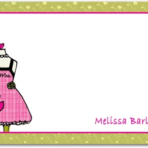 bridal apron thank you card mrs kitchen shower pink dress illustration fun bridal shower thank you card