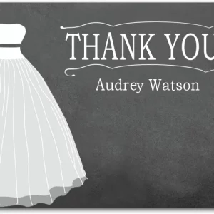 bridal gown chalkboard thank you card wedding dress illustration elegant wedding stationery classic design